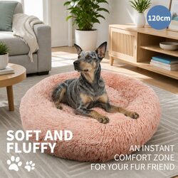 Practical Pink Round Dog Bed for Home Comfort - XXL