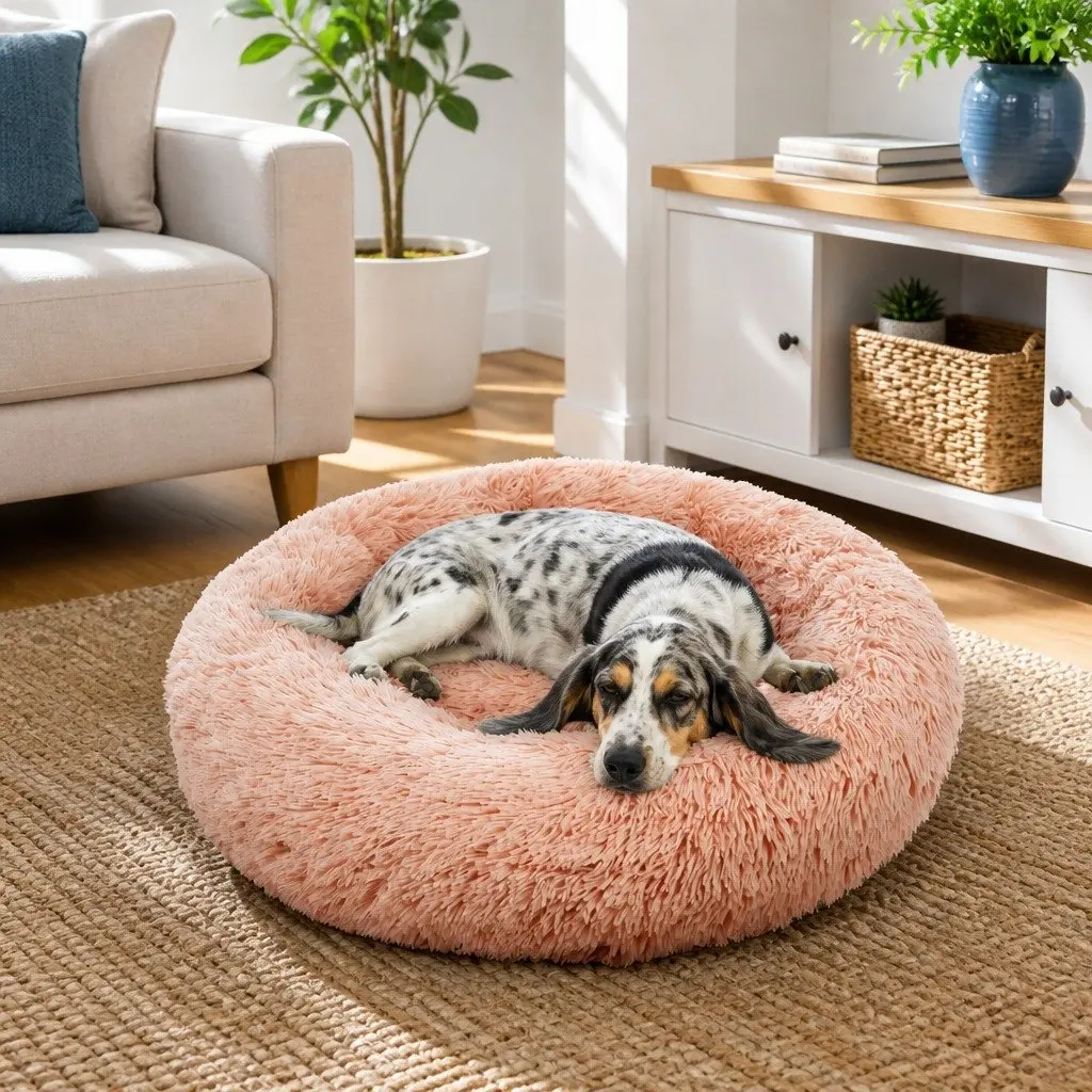 Dog Bed Plush Nest 90cm Pink