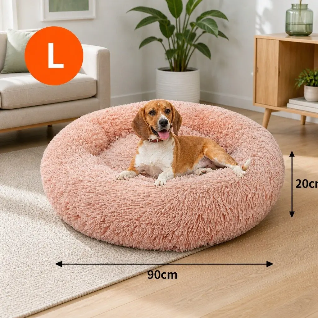 Dog Bed Plush Nest 90cm Pink