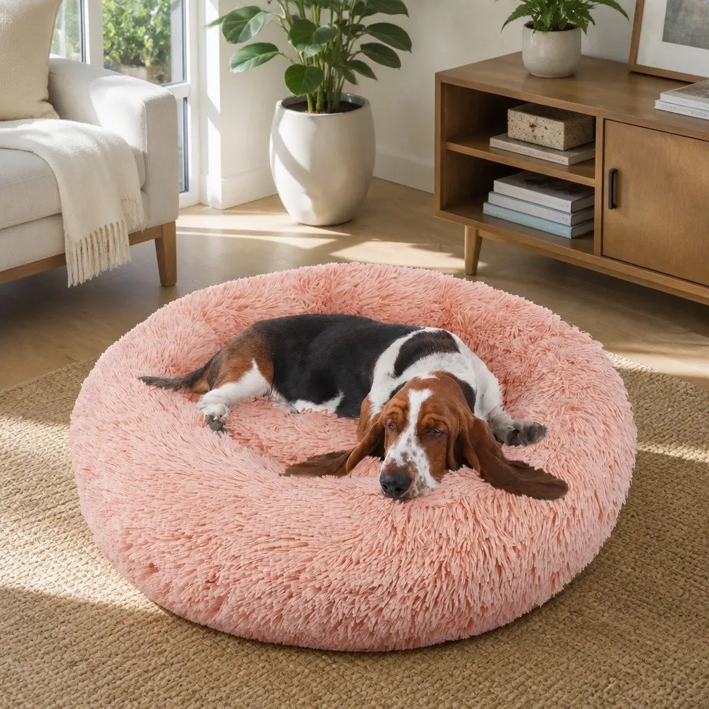 Dog Bed Plush Nest 90cm Pink