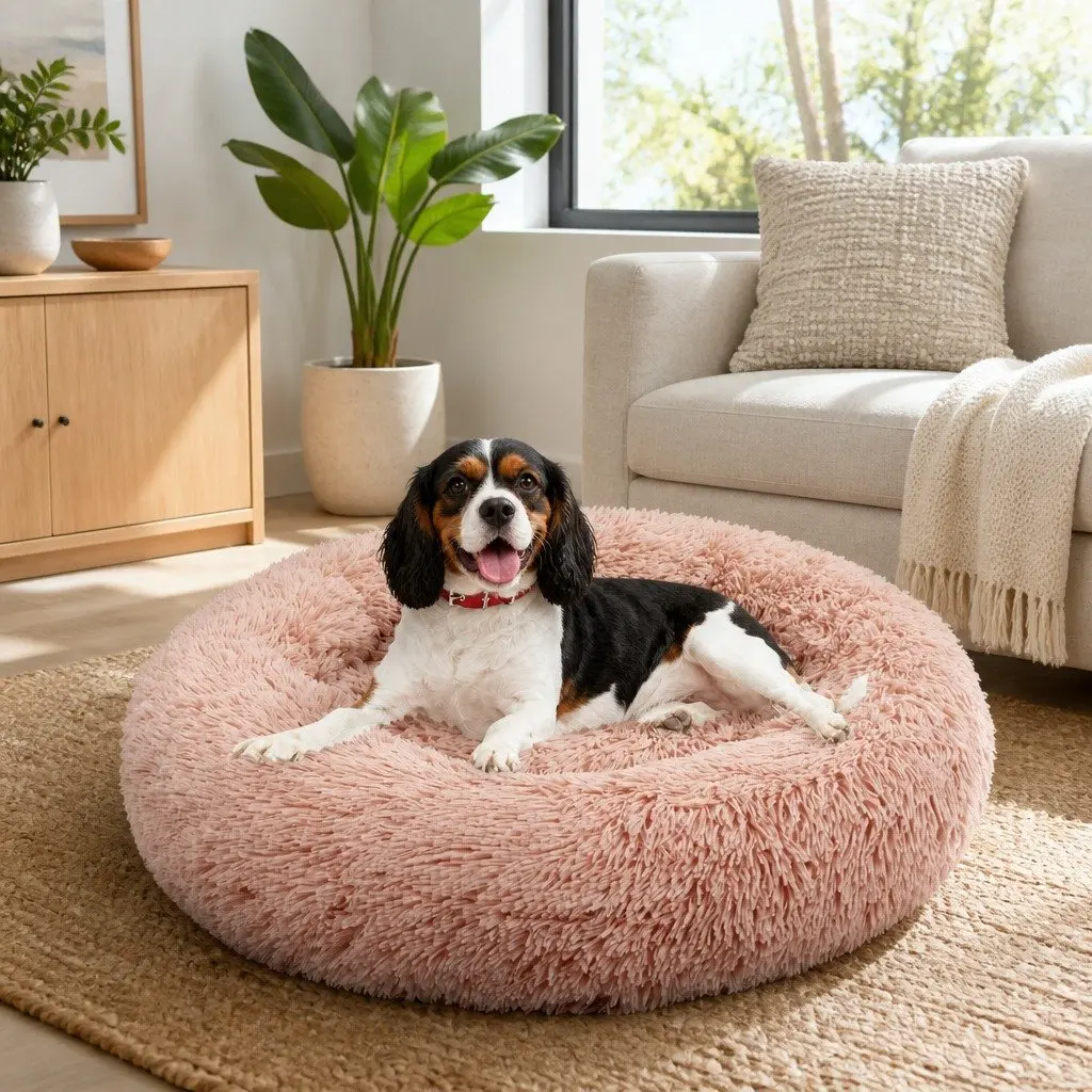 Dog Bed Plush Nest 90cm Pink