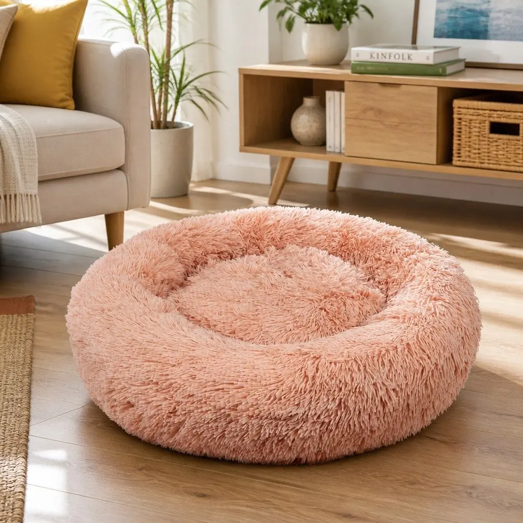 Dog Bed Plush Nest 90cm Pink