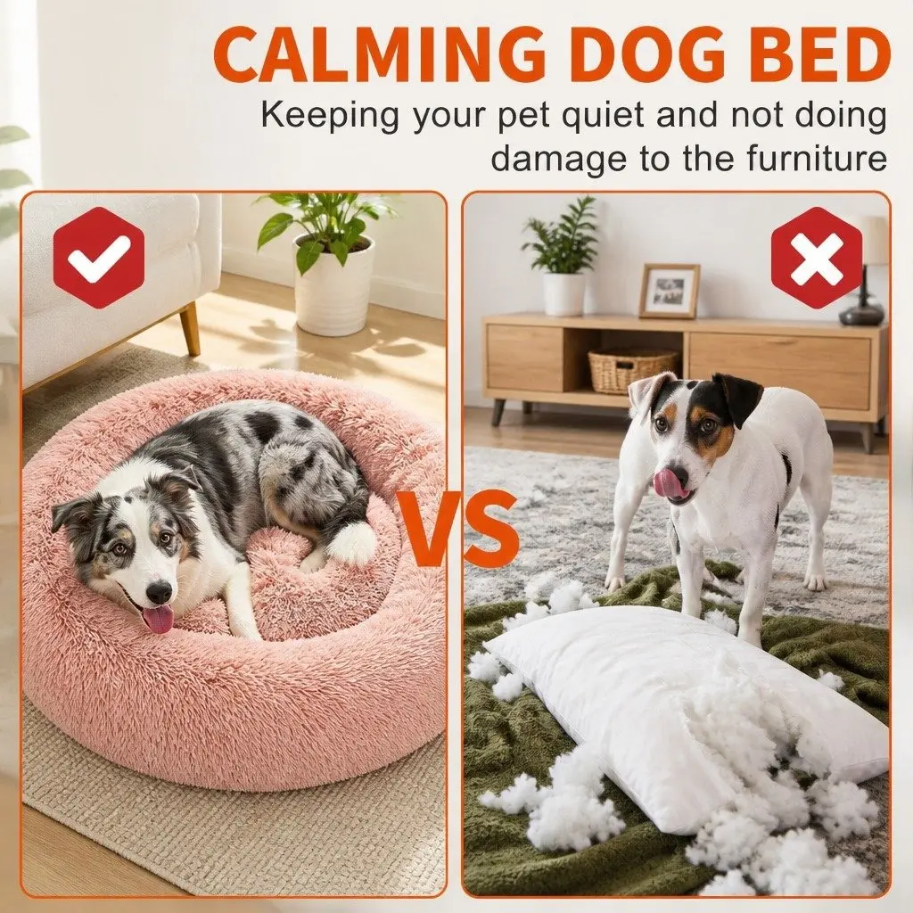 Dog Bed Plush Nest 90cm Pink