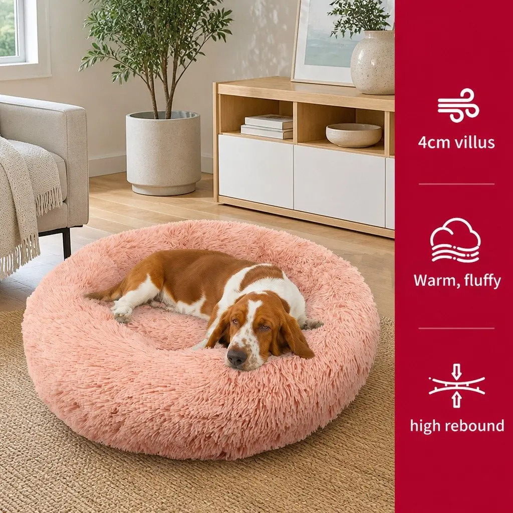 Dog Bed Plush Nest 90cm Pink