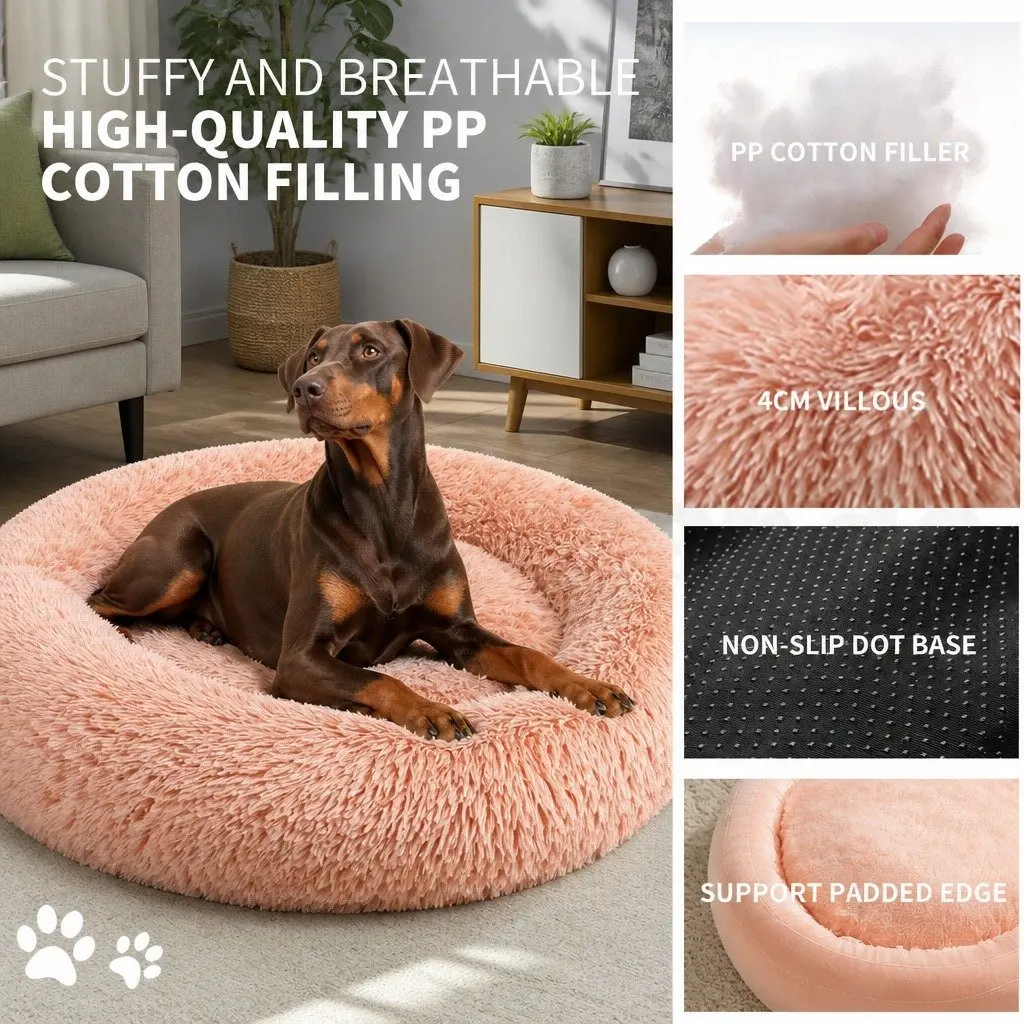 Dog Bed Plush Nest 90cm Pink