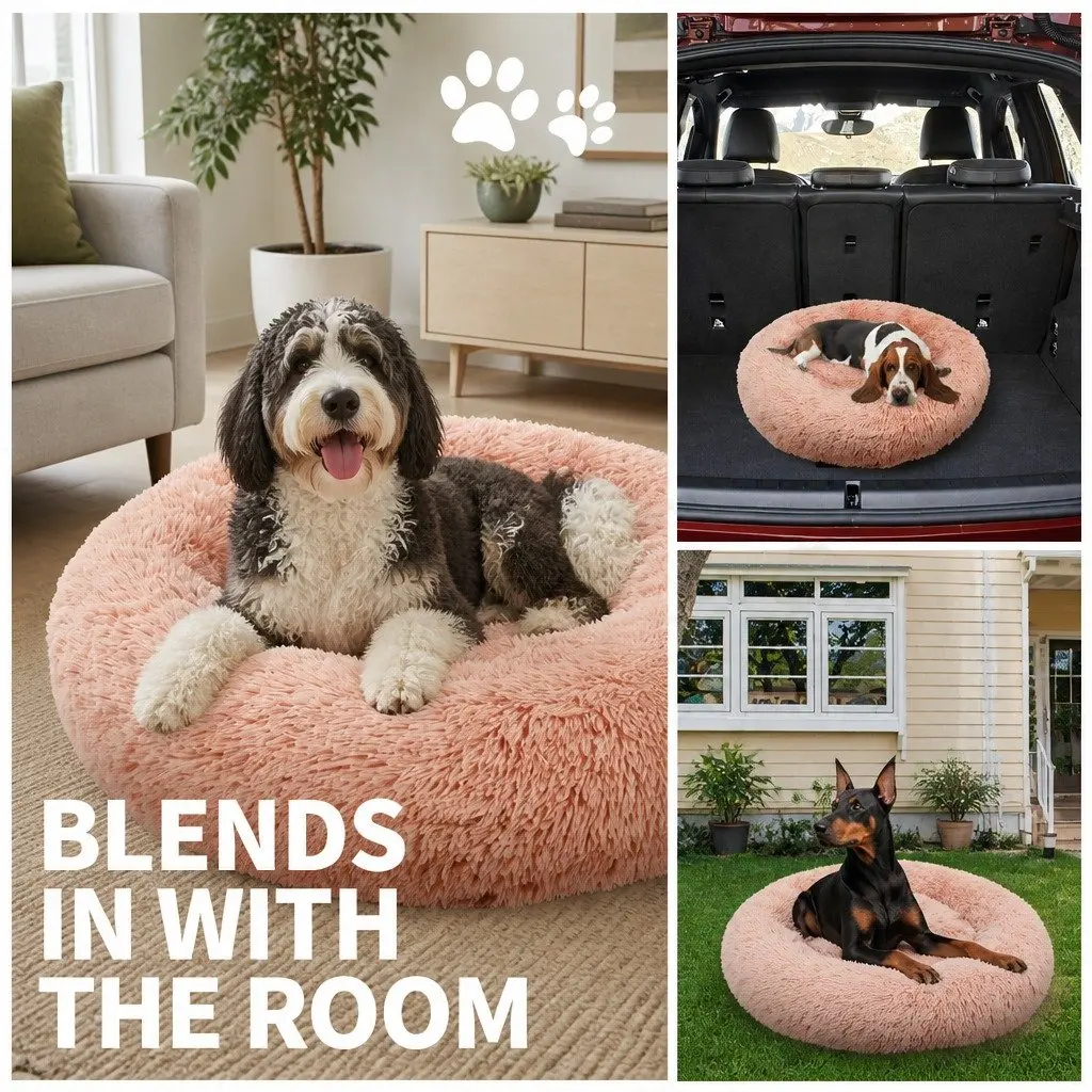 Dog Bed Plush Nest 90cm Pink