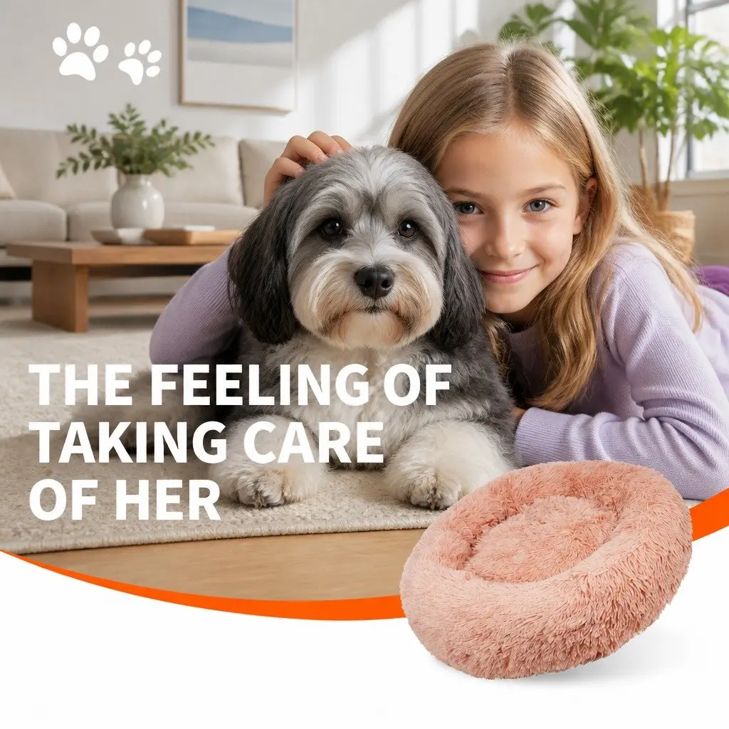 Dog Bed Plush Nest 90cm Pink