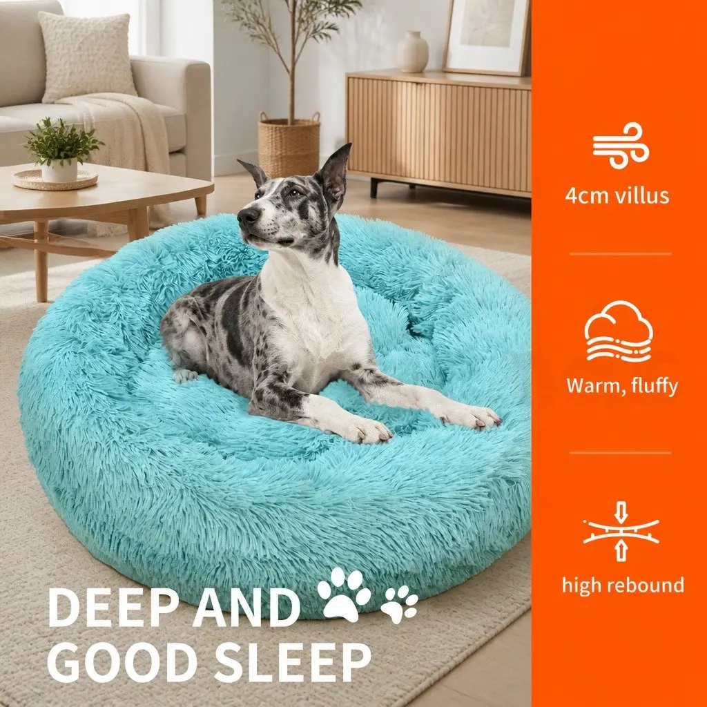 Round Dog Bed Plush Polyester 100cm Green