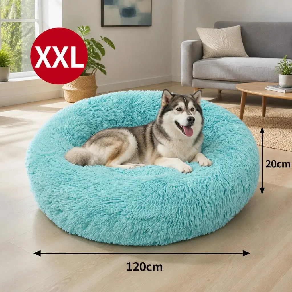 Round Dog Bed Polyester 120cm Teal