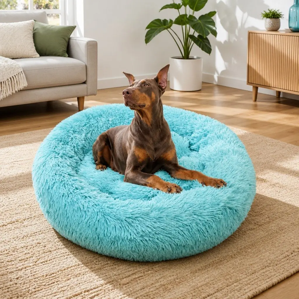 Round Dog Bed Polyester 120cm Teal