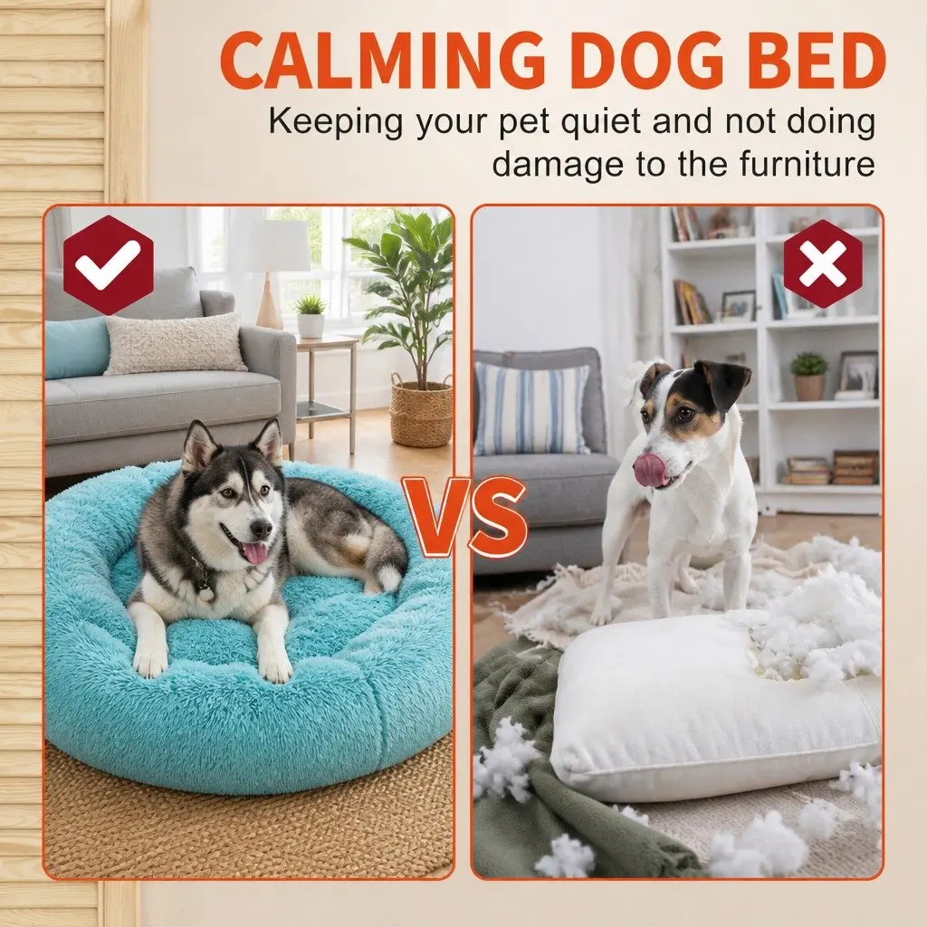 Round Dog Bed Polyester 120cm Teal