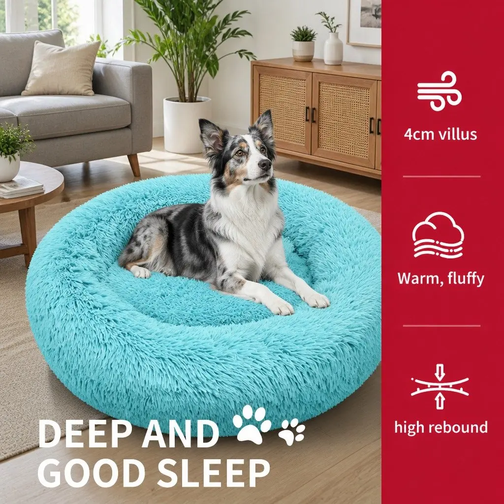 Round Dog Bed Polyester 120cm Teal