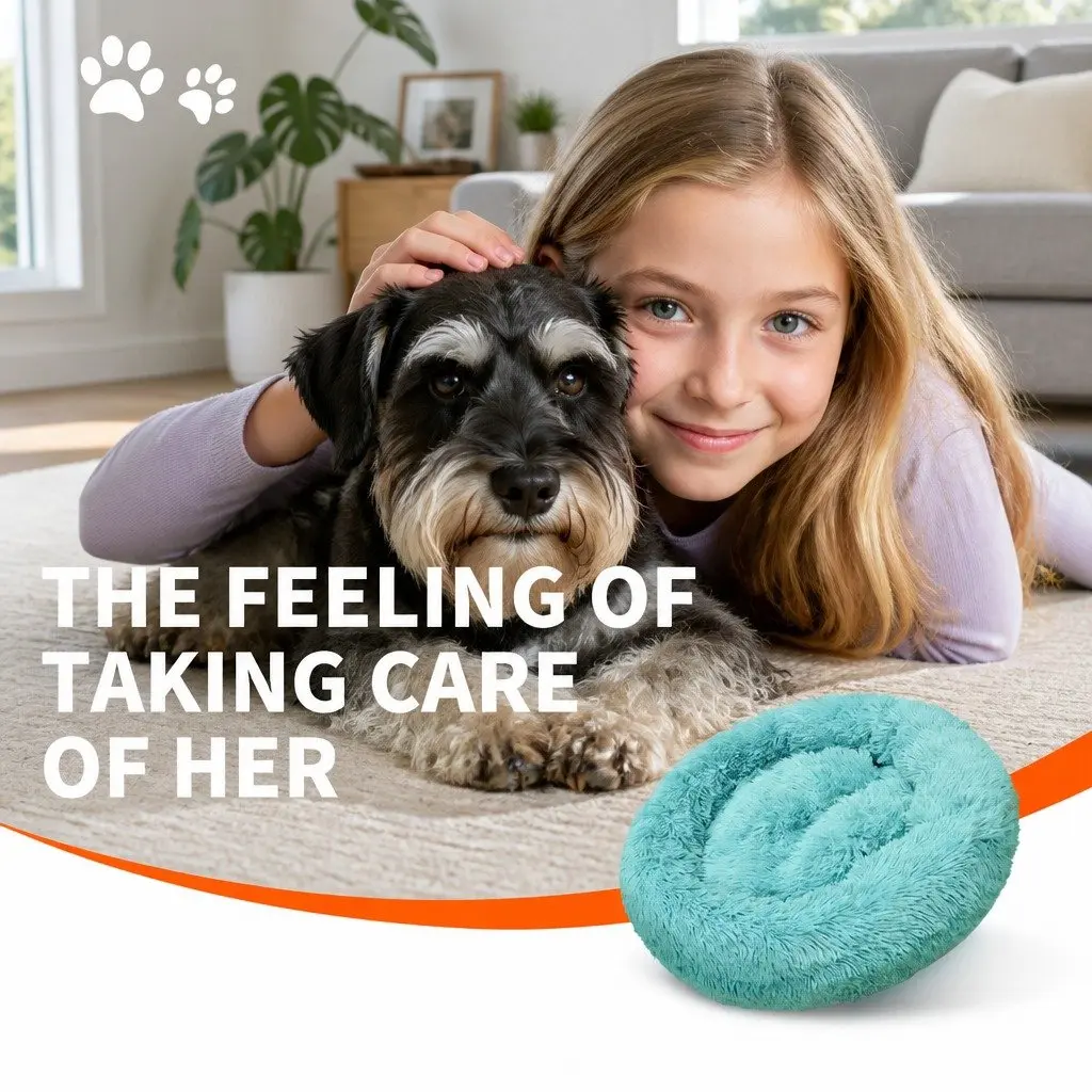 Round Dog Bed Polyester 120cm Teal