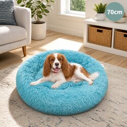Medium Round Dog Bed for Home Relaxation, 70cm Green