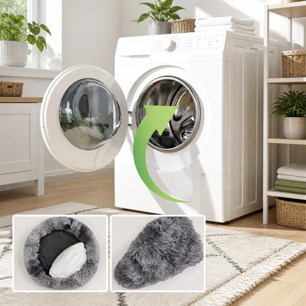 Pet Calming Bed Round Plush Warm Soft Sleeping Nest with Washable Zipper Cover