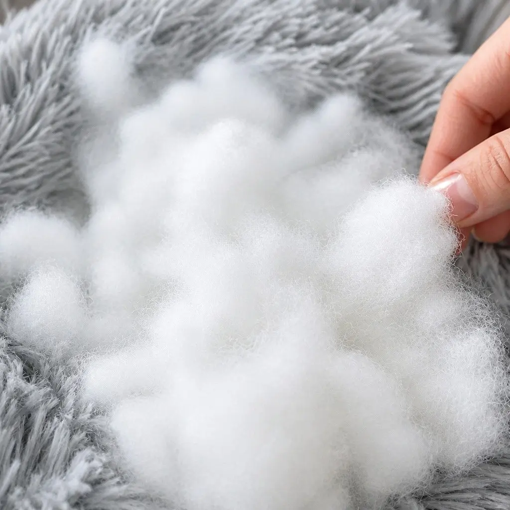 Round Pet Bed Soft Plush Washable Light Gray Polyester 100cm Zipper Cover Non Slip Base