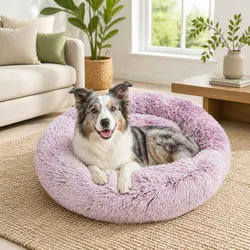 Functional Round Plush Bed for Pets - 120cm