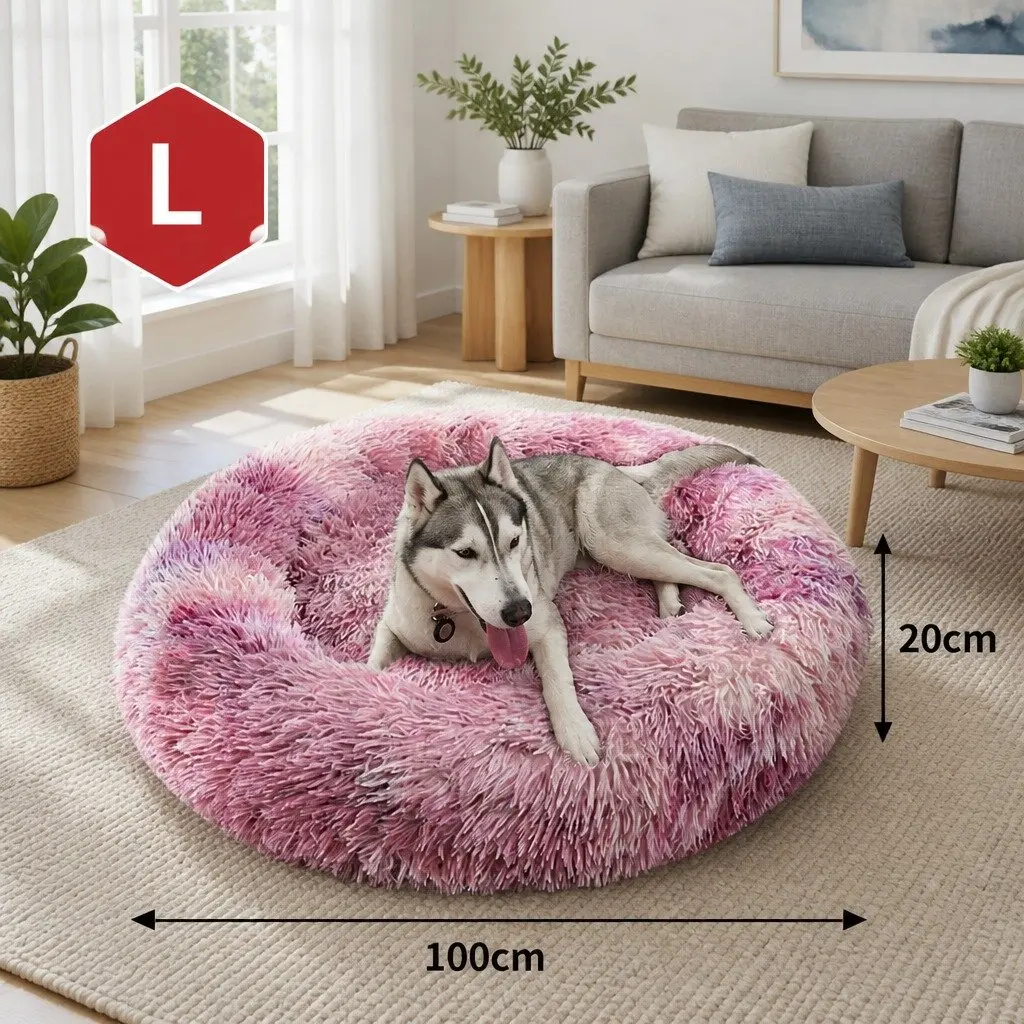 Pet Bed Round Plush 100cm Purple