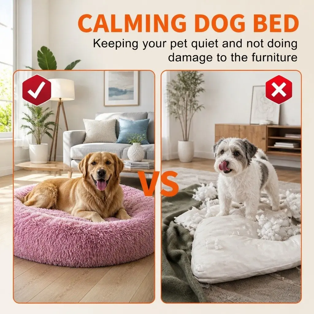 Pet Bed Round Plush 100cm Purple