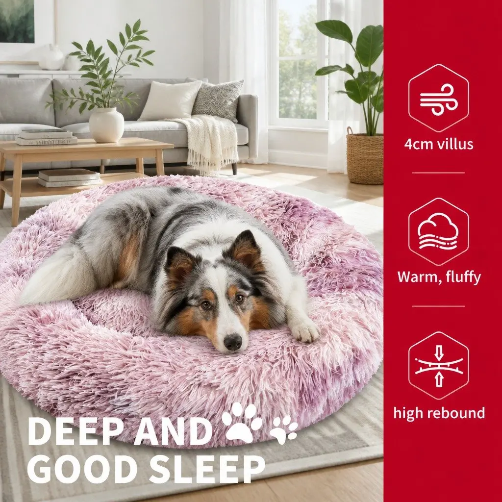 Pet Bed Round Plush 100cm Purple