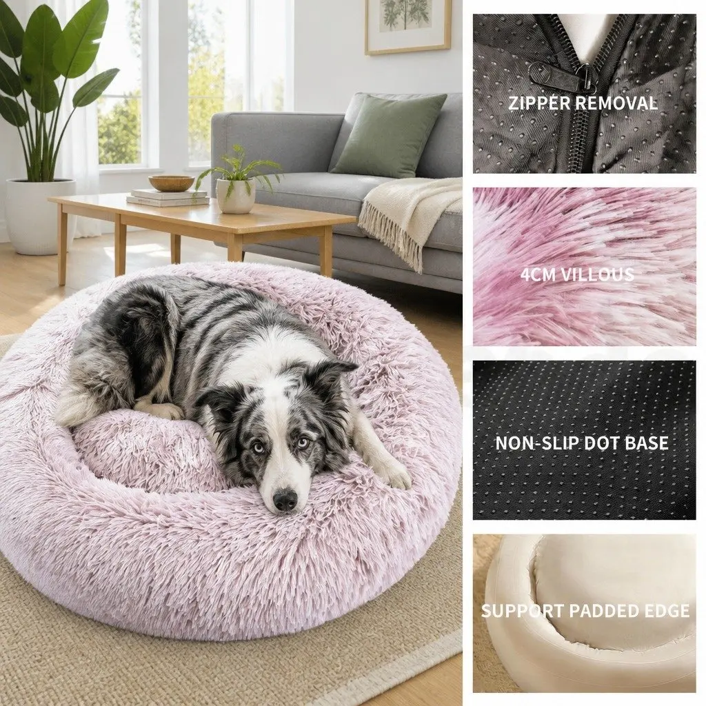 Pet Bed Round Plush 100cm Purple