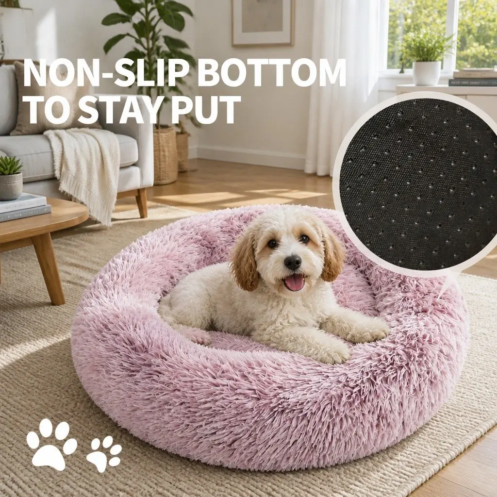Pet Bed Round Plush 100cm Purple