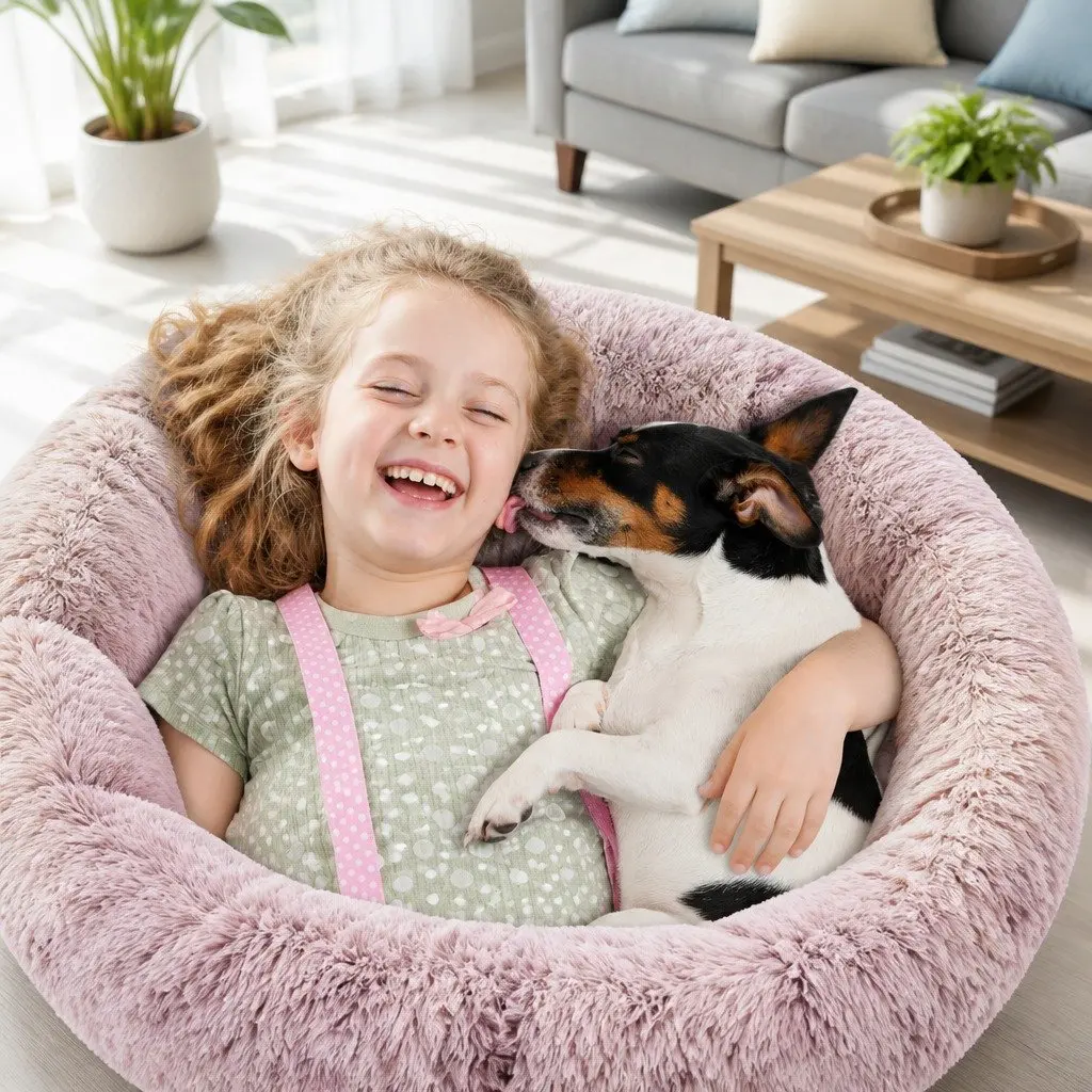 Pet Bed Round Plush 100cm Purple
