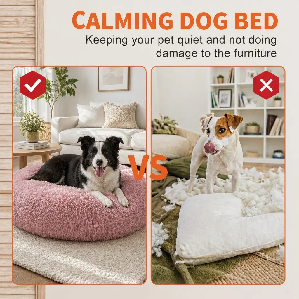 Pet Bed Round Soft Plush 90cm Purple