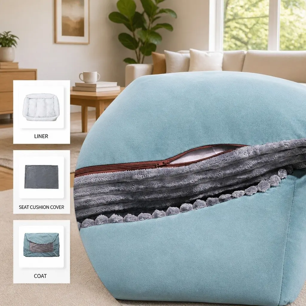 Dog Bed Soft Warm Removable Washable High Back S Size Light Green