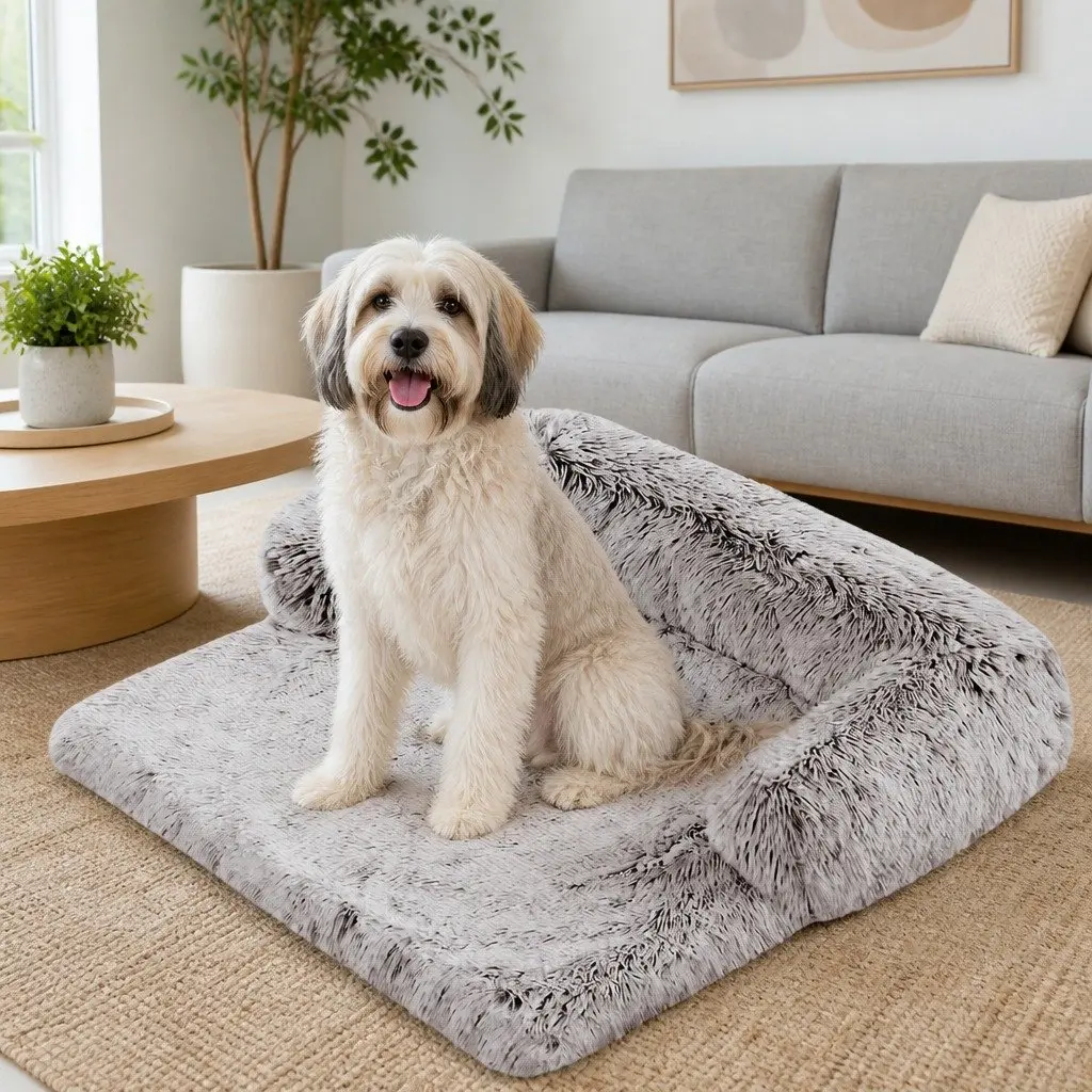 XL Dog Sofa Bed Plush Mat Gradient Brown Non-Slip Waterproof Cover