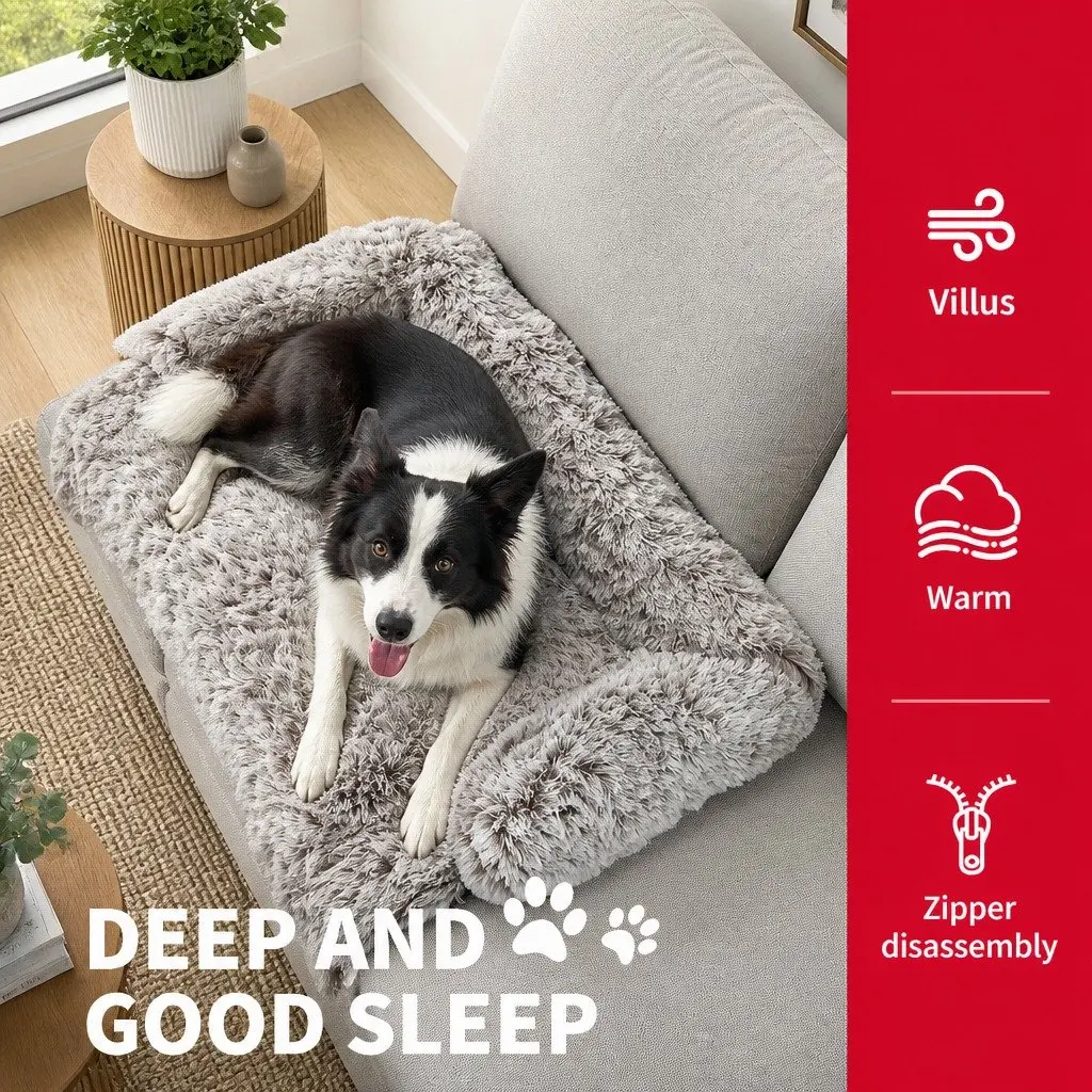 XL Dog Sofa Bed Plush Mat Gradient Brown Non-Slip Waterproof Cover