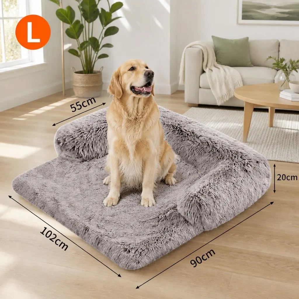 Pet Sofa Bed Plush Cushion Protector Large Gradient Brown