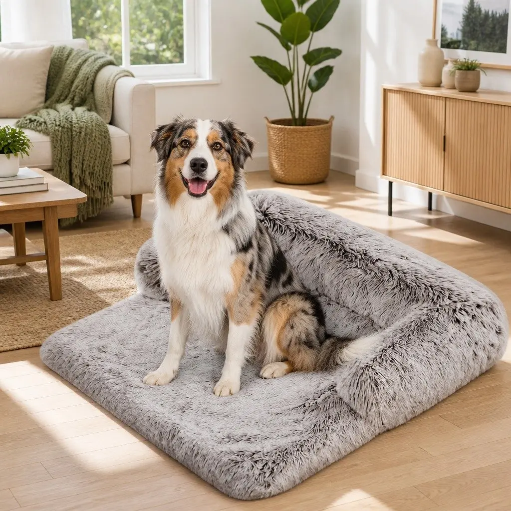 Pet Sofa Bed Plush Cushion Protector Large Gradient Brown