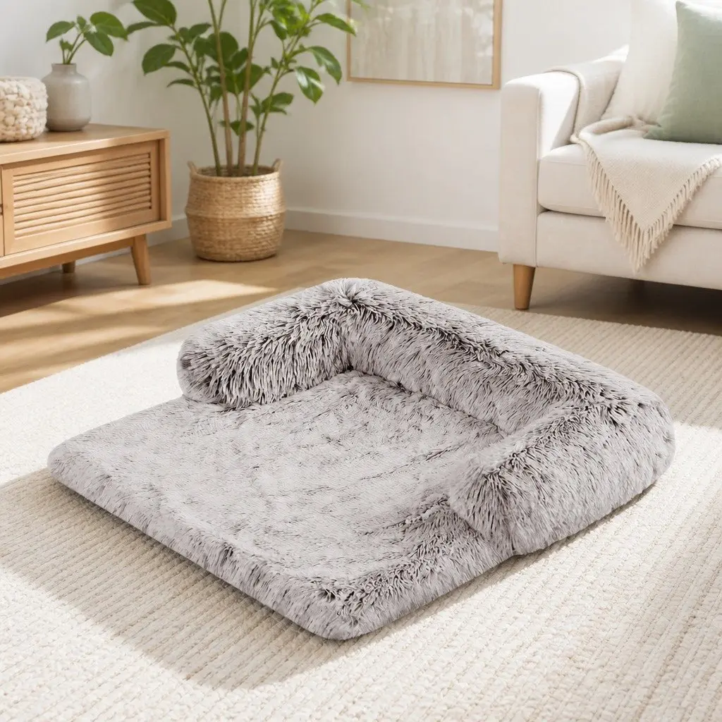 Pet Sofa Bed Plush Cushion Protector Large Gradient Brown