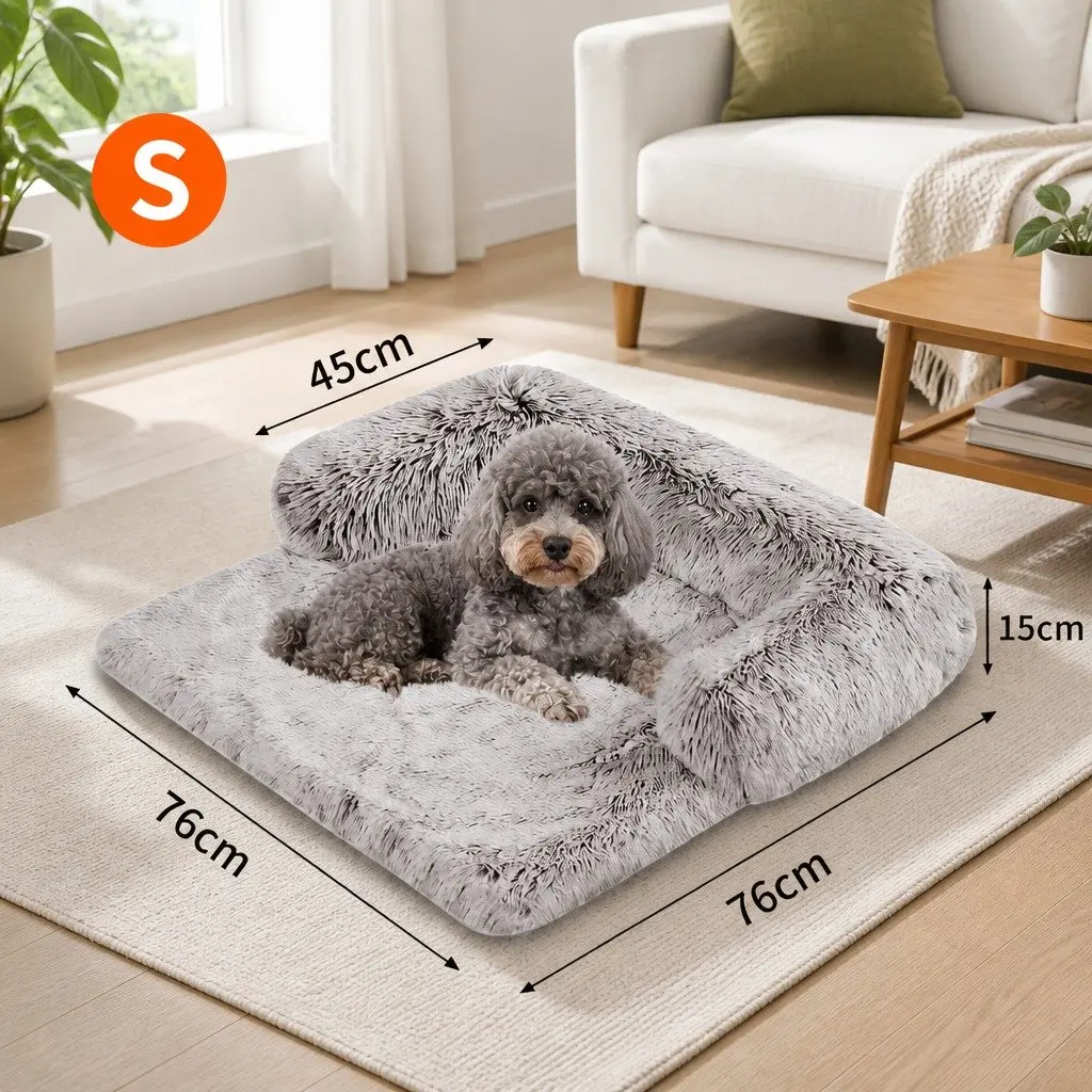 Pet Sofa Bed Plush Mat Small Size Gradient Brown