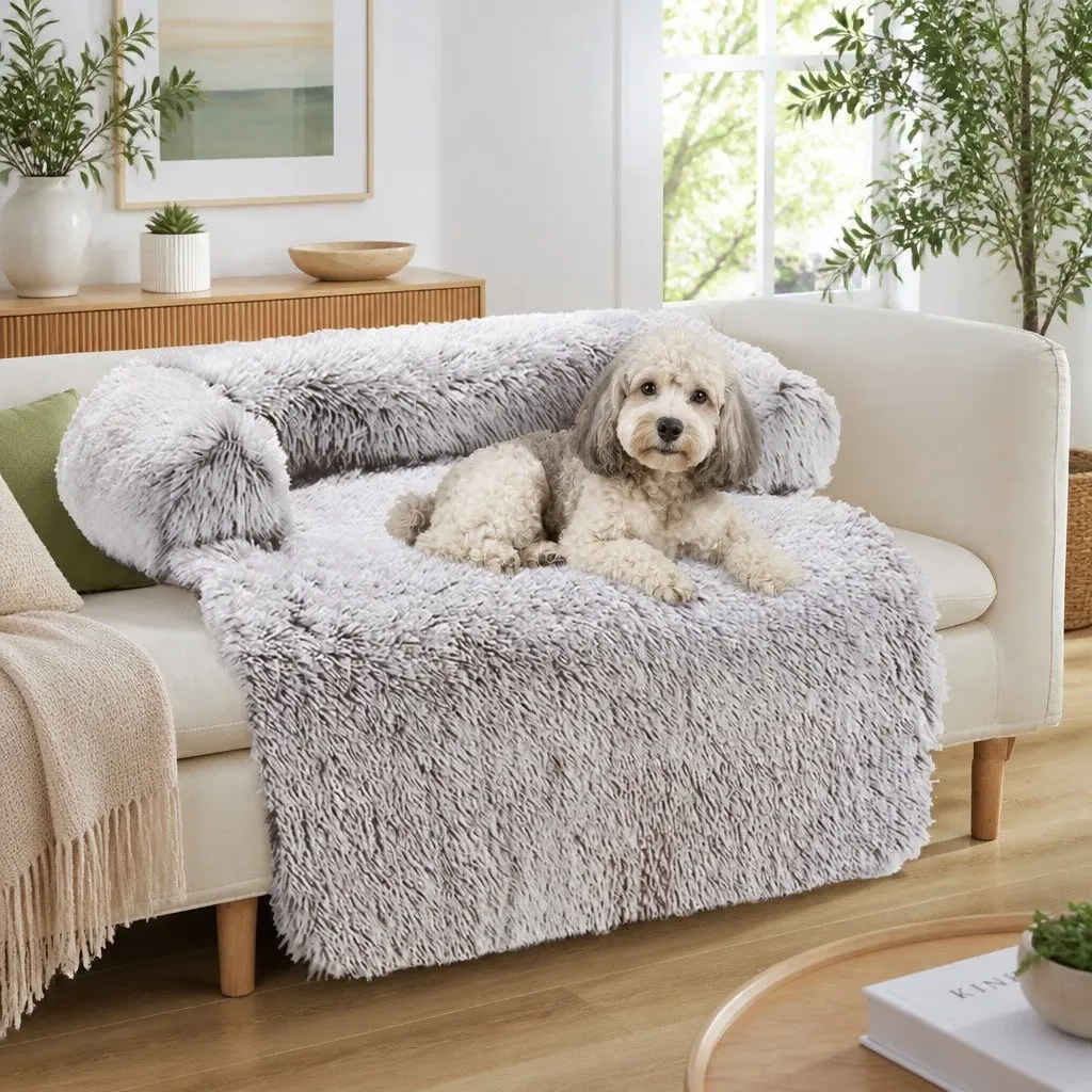 Pet Sofa Bed Plush Mat Small Size Gradient Brown