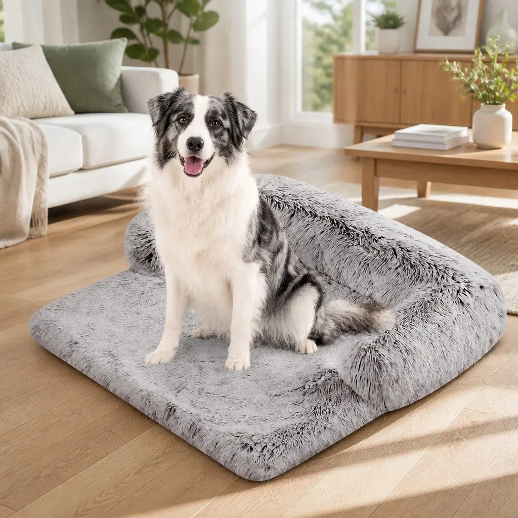 Pet Sofa Bed Plush Mat Small Size Gradient Brown