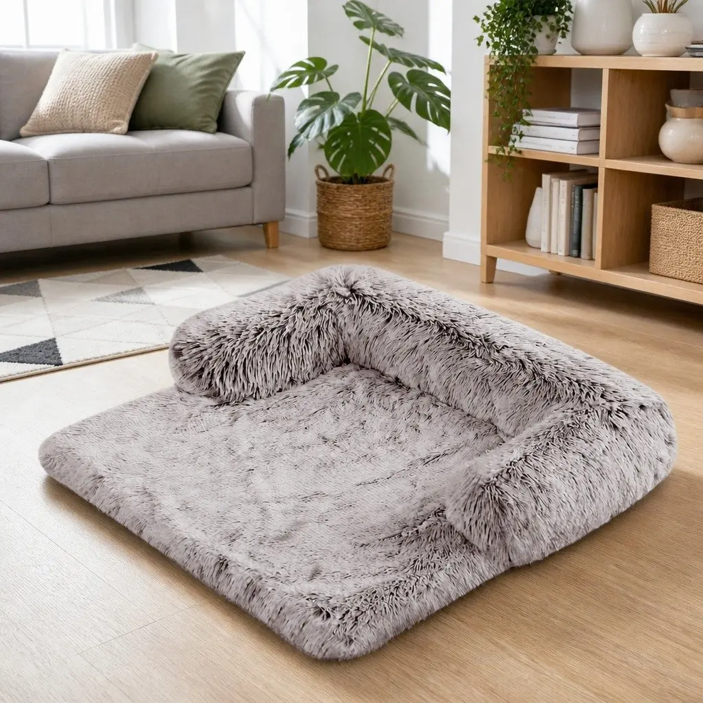 Pet Sofa Bed Plush Mat Small Size Gradient Brown