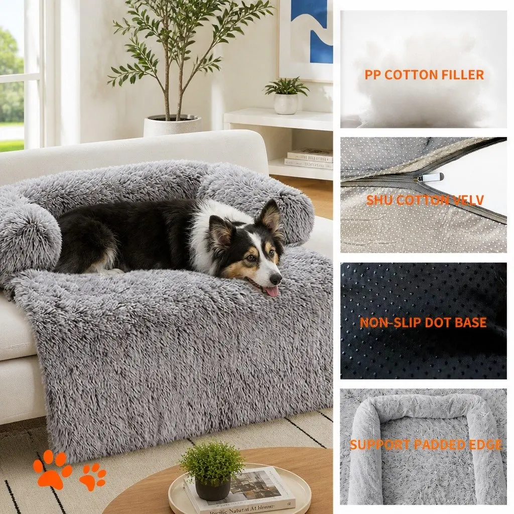 Pet Sofa Bed Plush Mat Small Size Gradient Brown
