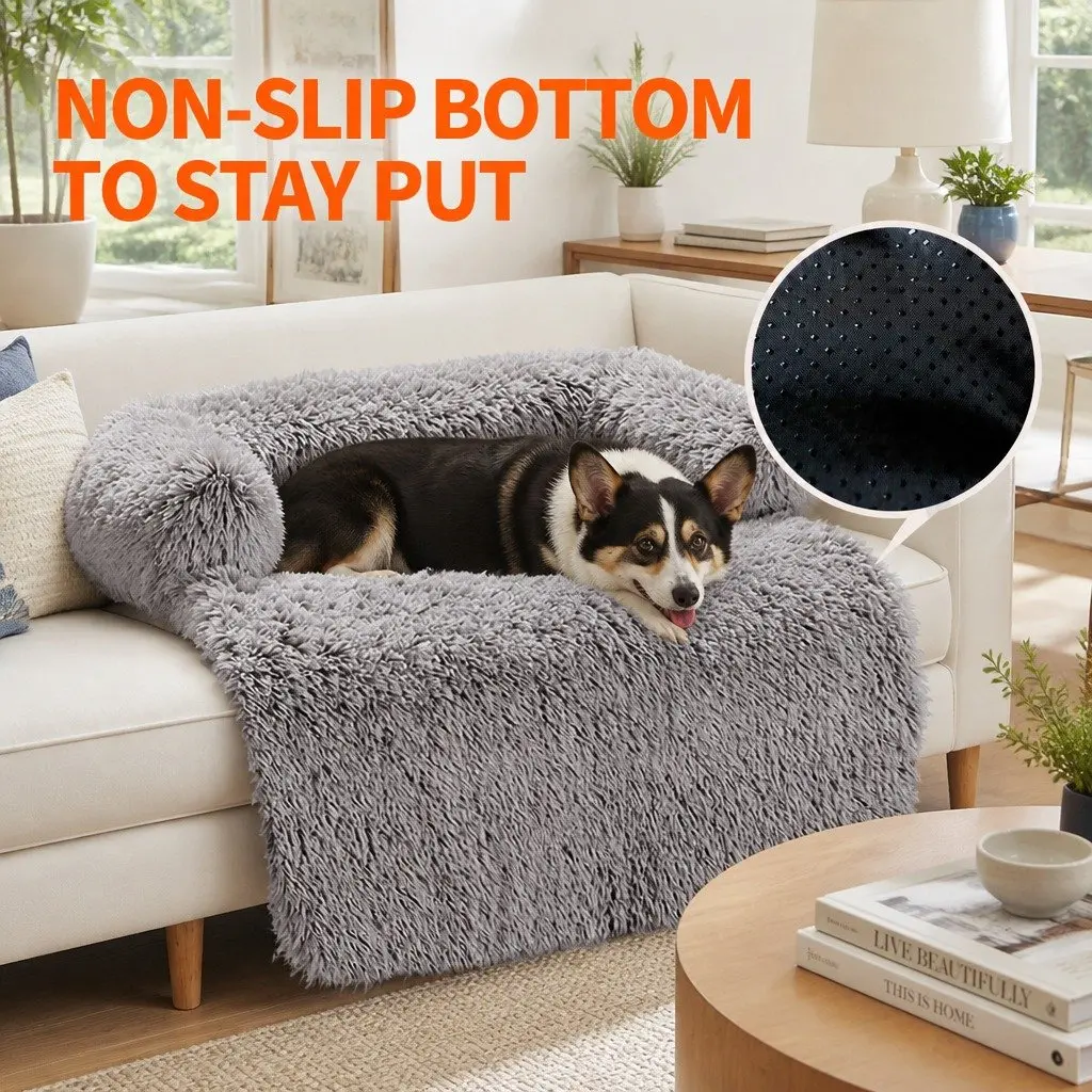 Pet Sofa Bed Plush Mat Small Size Gradient Brown