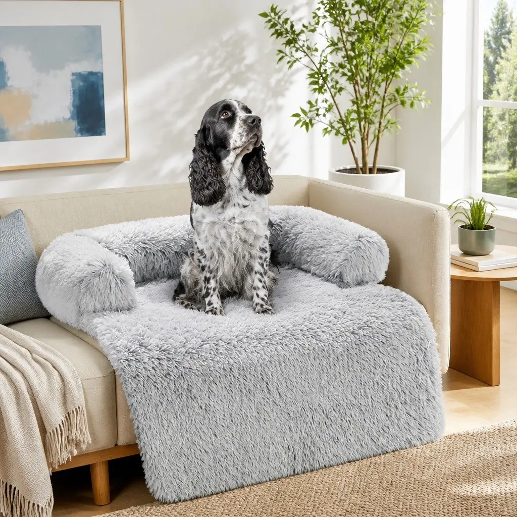 Pet Sofa Bed Plush Waterproof Large Gradient Grey