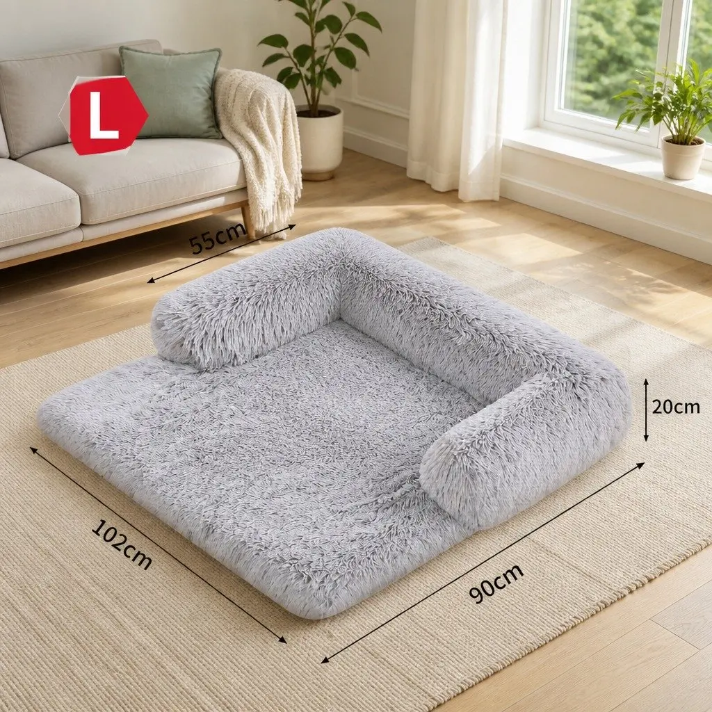 Pet Sofa Bed Plush Waterproof Large Gradient Grey