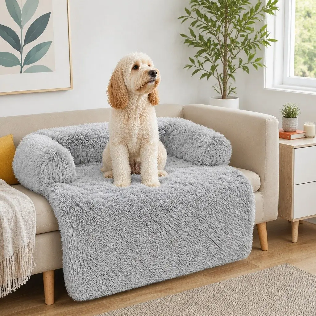 Pet Sofa Bed Plush Waterproof Large Gradient Grey
