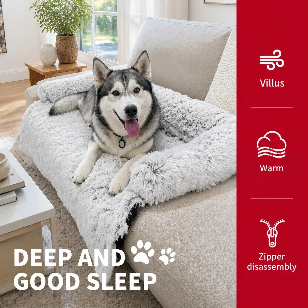 Pet Sofa Bed Plush Waterproof Large Gradient Grey
