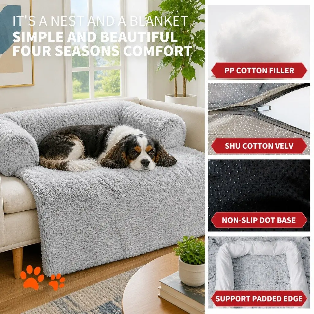Pet Sofa Bed Plush Waterproof Large Gradient Grey