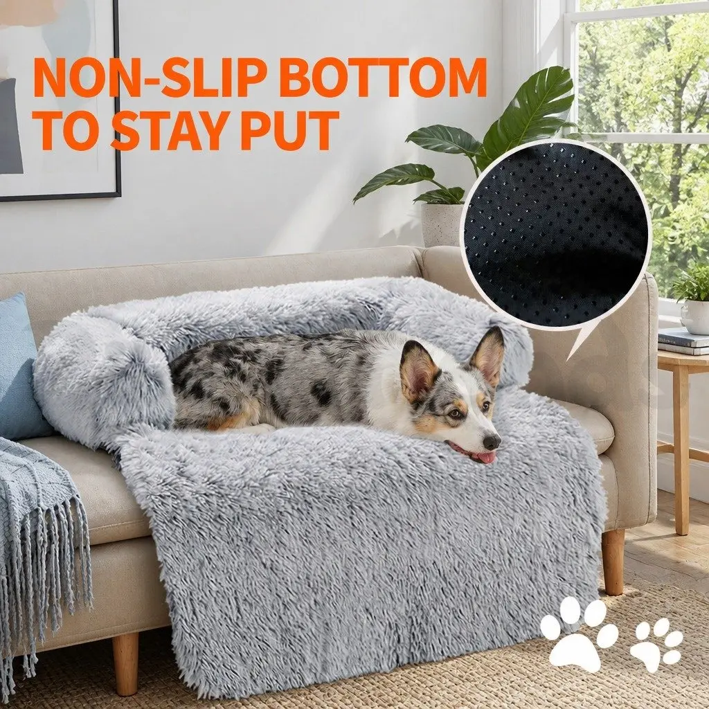 Pet Sofa Bed Plush Waterproof Large Gradient Grey