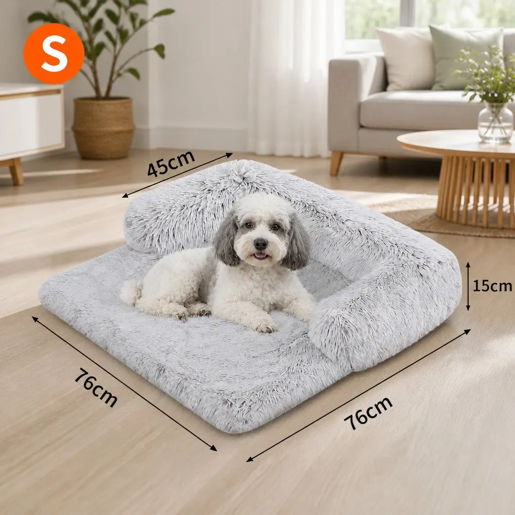 Pet Sofa Bed Plush Waterproof Gradient Grey 76x76x15cm