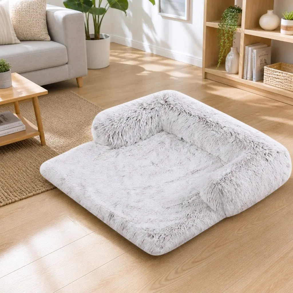 Pet Sofa Bed Plush Waterproof Gradient Grey 76x76x15cm