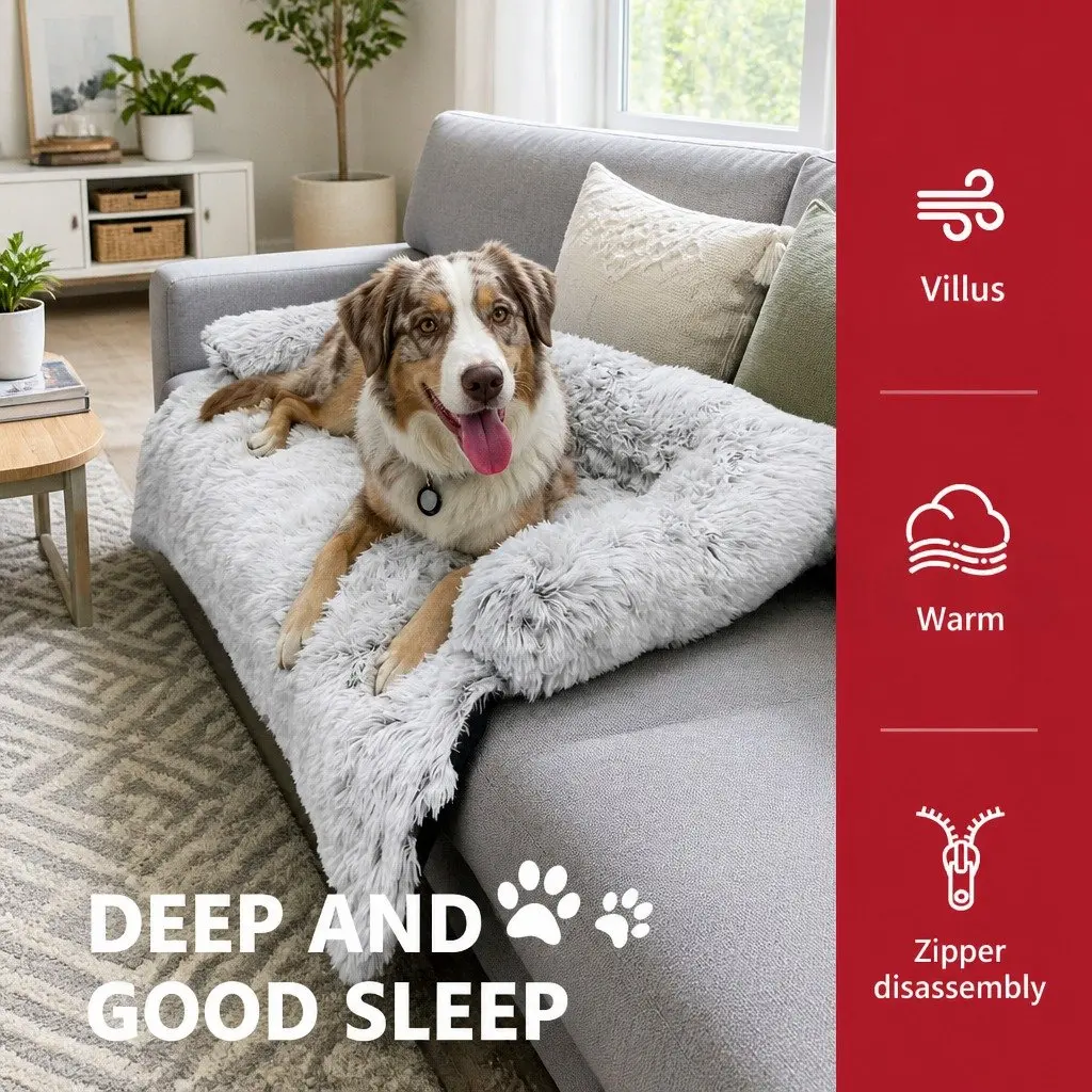 Pet Sofa Bed Plush Waterproof Gradient Grey 76x76x15cm