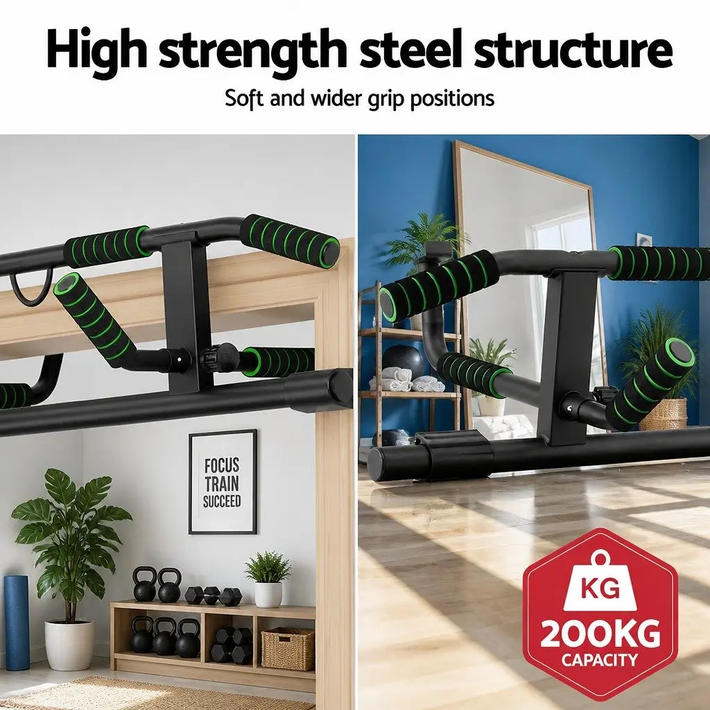 Pull Up Bar Multi-Grip Home Gym 101cm Black